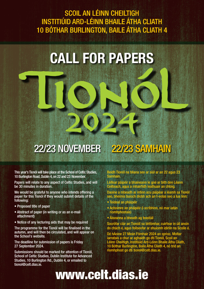 Tionól call for papers poster